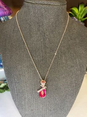 Rose Pink Teardrop Pendant Necklace